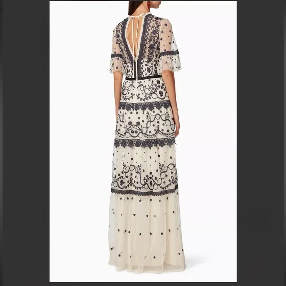 Needle & Thread Black and Cream Floral Maxi Dress - Picture 2 of 12